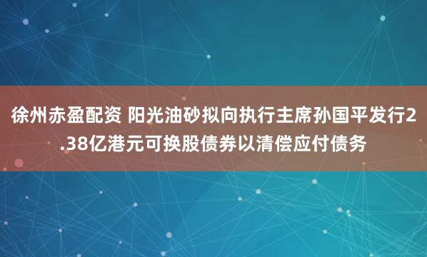 徐州赤盈配资 阳光油砂拟向执行主席孙国平发行2.38亿港元可换股债券以清偿应付债务